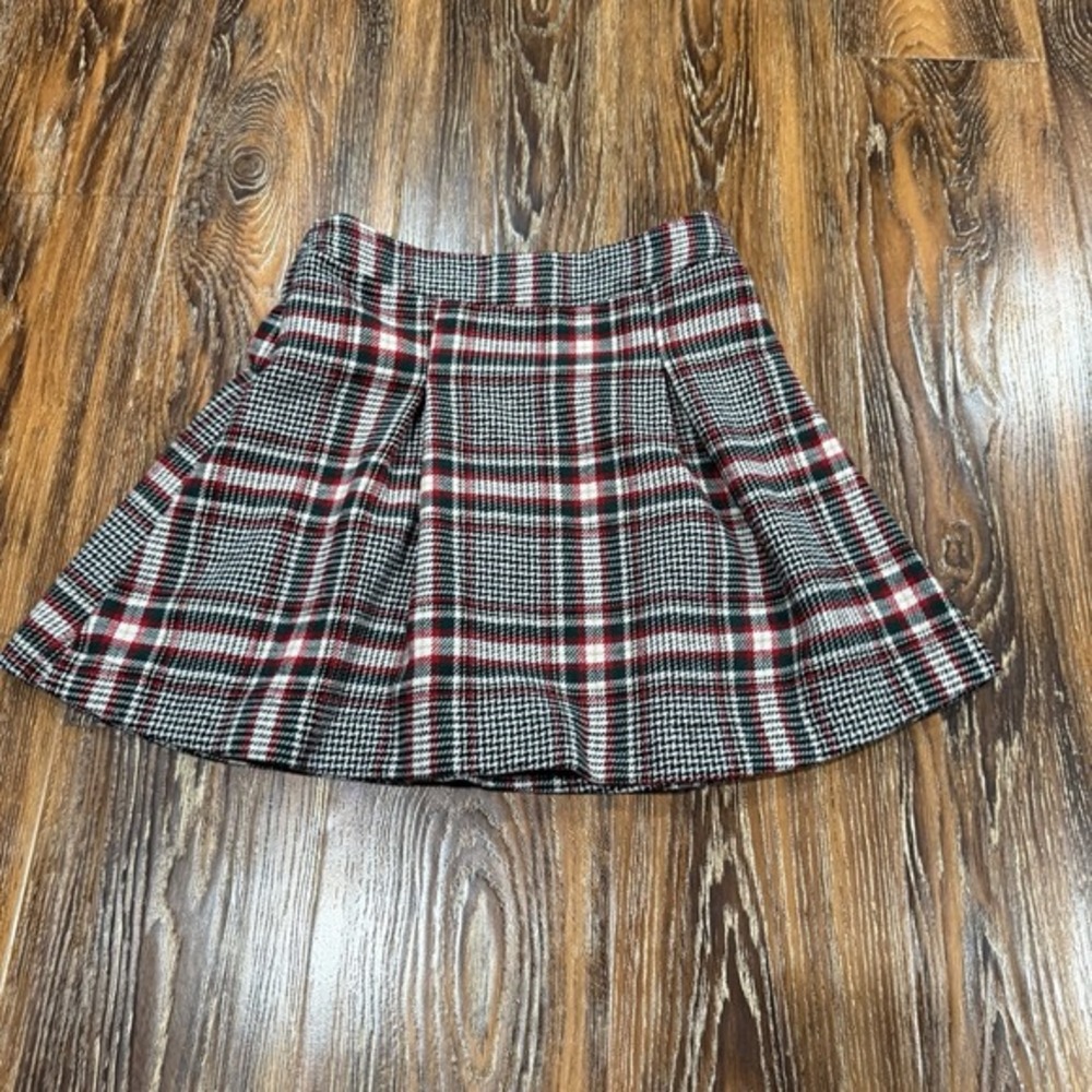 NWT Copper Key Size Medium Plaid Mini Skirt Girls Grey Red Pleated A-Line M